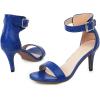 imageSHEMEE Womens Summer Ankle Strap Kitten Heel Pump Sandals Stiletto High Heeled Round Open Toe Buckle ShoesBlue