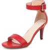 imageSHEMEE Womens Summer Ankle Strap Kitten Heel Pump Sandals Stiletto High Heeled Round Open Toe Buckle ShoesRed