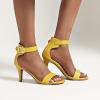 imageSHEMEE Womens Summer Ankle Strap Kitten Heel Pump Sandals Stiletto High Heeled Round Open Toe Buckle ShoesYellow