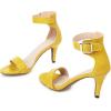 imageSHEMEE Womens Summer Ankle Strap Kitten Heel Pump Sandals Stiletto High Heeled Round Open Toe Buckle ShoesYellow