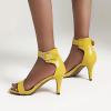 imageSHEMEE Womens Summer Ankle Strap Kitten Heel Pump Sandals Stiletto High Heeled Round Open Toe Buckle ShoesYellow