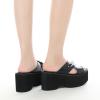 imageSHEMEE Womens Wedge Platform Slides Sandals Open Toe Goth Beach Slippers Black Punk Gothic High Heel Summer ShoesBlack