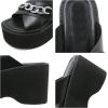 imageSHEMEE Womens Wedge Platform Slides Sandals Open Toe Goth Beach Slippers Black Punk Gothic High Heel Summer ShoesBlack