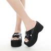 imageSHEMEE Womens Wedge Platform Slides Sandals Open Toe Goth Beach Slippers Black Punk Gothic High Heel Summer ShoesBlack
