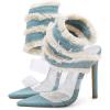 imageSHEMEE Chic Strappy High Heels for Women Stiletto Gladiator Sandals Embellished Butterfly Denim Tassels Fashion Show Dress ShoesLight Blue