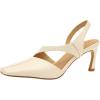 imageSHEMEE Womens Genuine Leather Heeled Sandals Pumps Stiletto High Heel Square Closed Toe Slip On Slingback Dress Sandal ShoesBeige