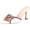 imageSHEMEE Womens Peep Toe High Heeled Mule Sandals Sexy Pointy Toe Stiletto Heels Slide Sandal Stage Show Catwalk ShoesWhite