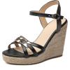 imageSHEMEE Womens Peep Toe Wedge Heels Sandals Stylish Platform High Heeled SandalsBlack
