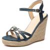 imageSHEMEE Womens Peep Toe Wedge Heels Sandals Stylish Platform High Heeled SandalsBlue