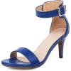 imageSHEMEE Womens Summer Ankle Strap Kitten Heel Pump Sandals Stiletto High Heeled Round Open Toe Buckle ShoesBlue