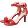 imageSHEMEE Womens Summer Ankle Strap Kitten Heel Pump Sandals Stiletto High Heeled Round Open Toe Buckle ShoesRed