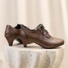 imageSHEMEE Vintage Kitten Heels Oxford Pumps for Women Stacked Cone Heel Victorian Witch Shoes LaceUp Brogues Work Office ShoeDark Brown 502