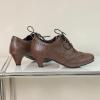 imageSHEMEE Vintage Kitten Heels Oxford Pumps for Women Stacked Cone Heel Victorian Witch Shoes LaceUp Brogues Work Office ShoeDark Brown 503