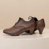 imageSHEMEE Vintage Kitten Heels Oxford Pumps for Women Stacked Cone Heel Victorian Witch Shoes LaceUp Brogues Work Office ShoeDark Brown 504