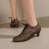 imageSHEMEE Vintage Kitten Heels Oxford Pumps for Women Stacked Cone Heel Victorian Witch Shoes LaceUp Brogues Work Office ShoeDark Brown 504