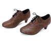 imageSHEMEE Vintage Kitten Heels Oxford Pumps for Women Stacked Cone Heel Victorian Witch Shoes LaceUp Brogues Work Office ShoeDark Brown 504