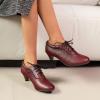 imageSHEMEE Vintage Kitten Heels Oxford Pumps for Women Stacked Cone Heel Victorian Witch Shoes LaceUp Brogues Work Office ShoeRed 501