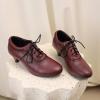 imageSHEMEE Vintage Kitten Heels Oxford Pumps for Women Stacked Cone Heel Victorian Witch Shoes LaceUp Brogues Work Office ShoeRed 501