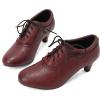 imageSHEMEE Vintage Kitten Heels Oxford Pumps for Women Stacked Cone Heel Victorian Witch Shoes LaceUp Brogues Work Office ShoeRed 501
