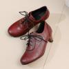 imageSHEMEE Vintage Kitten Heels Oxford Pumps for Women Stacked Cone Heel Victorian Witch Shoes LaceUp Brogues Work Office ShoeRed 502