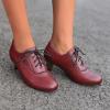 imageSHEMEE Vintage Kitten Heels Oxford Pumps for Women Stacked Cone Heel Victorian Witch Shoes LaceUp Brogues Work Office ShoeRed 502