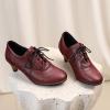 imageSHEMEE Vintage Kitten Heels Oxford Pumps for Women Stacked Cone Heel Victorian Witch Shoes LaceUp Brogues Work Office ShoeRed 502