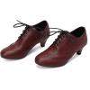 imageSHEMEE Vintage Kitten Heels Oxford Pumps for Women Stacked Cone Heel Victorian Witch Shoes LaceUp Brogues Work Office ShoeRed 503