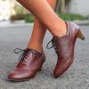imageSHEMEE Vintage Kitten Heels Oxford Pumps for Women Stacked Cone Heel Victorian Witch Shoes LaceUp Brogues Work Office ShoeRed 503