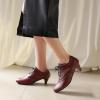 imageSHEMEE Vintage Kitten Heels Oxford Pumps for Women Stacked Cone Heel Victorian Witch Shoes LaceUp Brogues Work Office ShoeRed 504