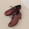 imageSHEMEE Vintage Kitten Heels Oxford Pumps for Women Stacked Cone Heel Victorian Witch Shoes LaceUp Brogues Work Office ShoeRed 504