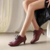 imageSHEMEE Vintage Kitten Heels Oxford Pumps for Women Stacked Cone Heel Victorian Witch Shoes LaceUp Brogues Work Office ShoeRed 504