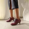 imageSHEMEE Vintage Kitten Heels Oxford Pumps for Women Stacked Cone Heel Victorian Witch Shoes LaceUp Brogues Work Office ShoeRed 504