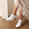 imageSHEMEE Vintage Kitten Heels Oxford Pumps for Women Stacked Cone Heel Victorian Witch Shoes LaceUp Brogues Work Office ShoeWhite 501