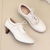 imageSHEMEE Vintage Kitten Heels Oxford Pumps for Women Stacked Cone Heel Victorian Witch Shoes LaceUp Brogues Work Office ShoeWhite 501