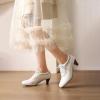 imageSHEMEE Vintage Kitten Heels Oxford Pumps for Women Stacked Cone Heel Victorian Witch Shoes LaceUp Brogues Work Office ShoeWhite 501