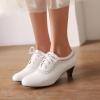 imageSHEMEE Vintage Kitten Heels Oxford Pumps for Women Stacked Cone Heel Victorian Witch Shoes LaceUp Brogues Work Office ShoeWhite 501