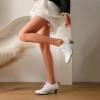 imageSHEMEE Vintage Kitten Heels Oxford Pumps for Women Stacked Cone Heel Victorian Witch Shoes LaceUp Brogues Work Office ShoeWhite 503