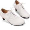 imageSHEMEE Vintage Kitten Heels Oxford Pumps for Women Stacked Cone Heel Victorian Witch Shoes LaceUp Brogues Work Office ShoeWhite 504
