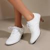 imageSHEMEE Vintage Kitten Heels Oxford Pumps for Women Stacked Cone Heel Victorian Witch Shoes LaceUp Brogues Work Office ShoeWhite 504