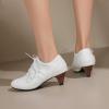 imageSHEMEE Vintage Kitten Heels Oxford Pumps for Women Stacked Cone Heel Victorian Witch Shoes LaceUp Brogues Work Office ShoeWhite 504