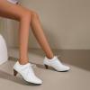 imageSHEMEE Vintage Kitten Heels Oxford Pumps for Women Stacked Cone Heel Victorian Witch Shoes LaceUp Brogues Work Office ShoeWhite 504