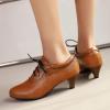 imageSHEMEE Vintage Kitten Heels Oxford Pumps for Women Stacked Cone Heel Victorian Witch Shoes LaceUp Brogues Work Office ShoeYellow 501