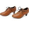 imageSHEMEE Vintage Kitten Heels Oxford Pumps for Women Stacked Cone Heel Victorian Witch Shoes LaceUp Brogues Work Office ShoeYellow 501
