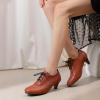imageSHEMEE Vintage Kitten Heels Oxford Pumps for Women Stacked Cone Heel Victorian Witch Shoes LaceUp Brogues Work Office ShoeYellow 502
