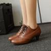 imageSHEMEE Vintage Kitten Heels Oxford Pumps for Women Stacked Cone Heel Victorian Witch Shoes LaceUp Brogues Work Office ShoeYellow 503