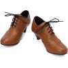 imageSHEMEE Vintage Kitten Heels Oxford Pumps for Women Stacked Cone Heel Victorian Witch Shoes LaceUp Brogues Work Office ShoeYellow 503