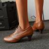 imageSHEMEE Vintage Kitten Heels Oxford Pumps for Women Stacked Cone Heel Victorian Witch Shoes LaceUp Brogues Work Office ShoeYellow 503