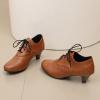 imageSHEMEE Vintage Kitten Heels Oxford Pumps for Women Stacked Cone Heel Victorian Witch Shoes LaceUp Brogues Work Office ShoeYellow 504