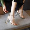 imageSHEMEE Womens Open Toe Sparkly Rhinestone High Heeled Sandals Shoes Summer Stiletto Heels Clear Transparent Strappy SandaliasGold
