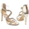 imageSHEMEE Womens Open Toe Sparkly Rhinestone High Heeled Sandals Shoes Summer Stiletto Heels Clear Transparent Strappy SandaliasGold